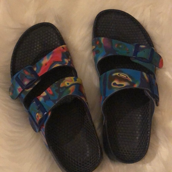 tie dye birkenstocks rubber